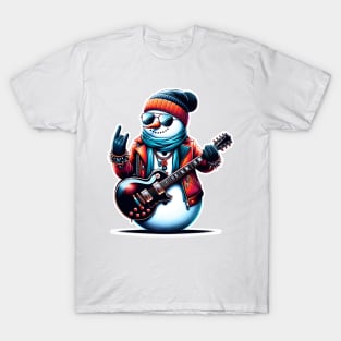 Snowman Rock Christmas T-Shirt